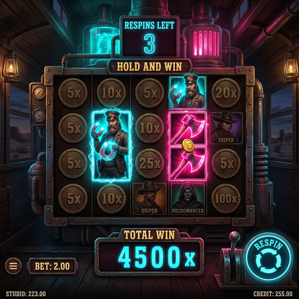 Игровое поле слота Money Train с символами-модификаторами